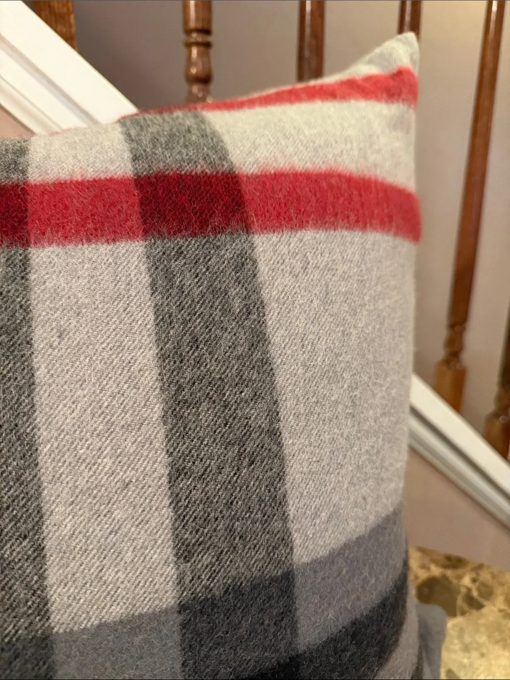 Williams Sonoma Plaid 100% Lambswool Accent Pillow Cover, 22” x 22”